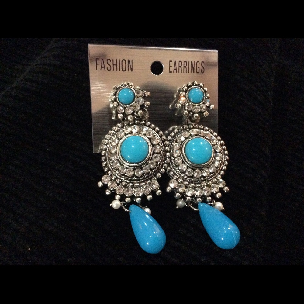 New Fashion Earrings turquoise silver tone earring